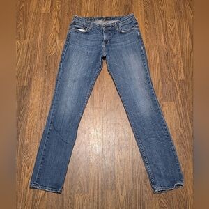 Big Star 1974 Brigette Slim Straight Jeans Womens 31R Blue Mid Rise Denim E3